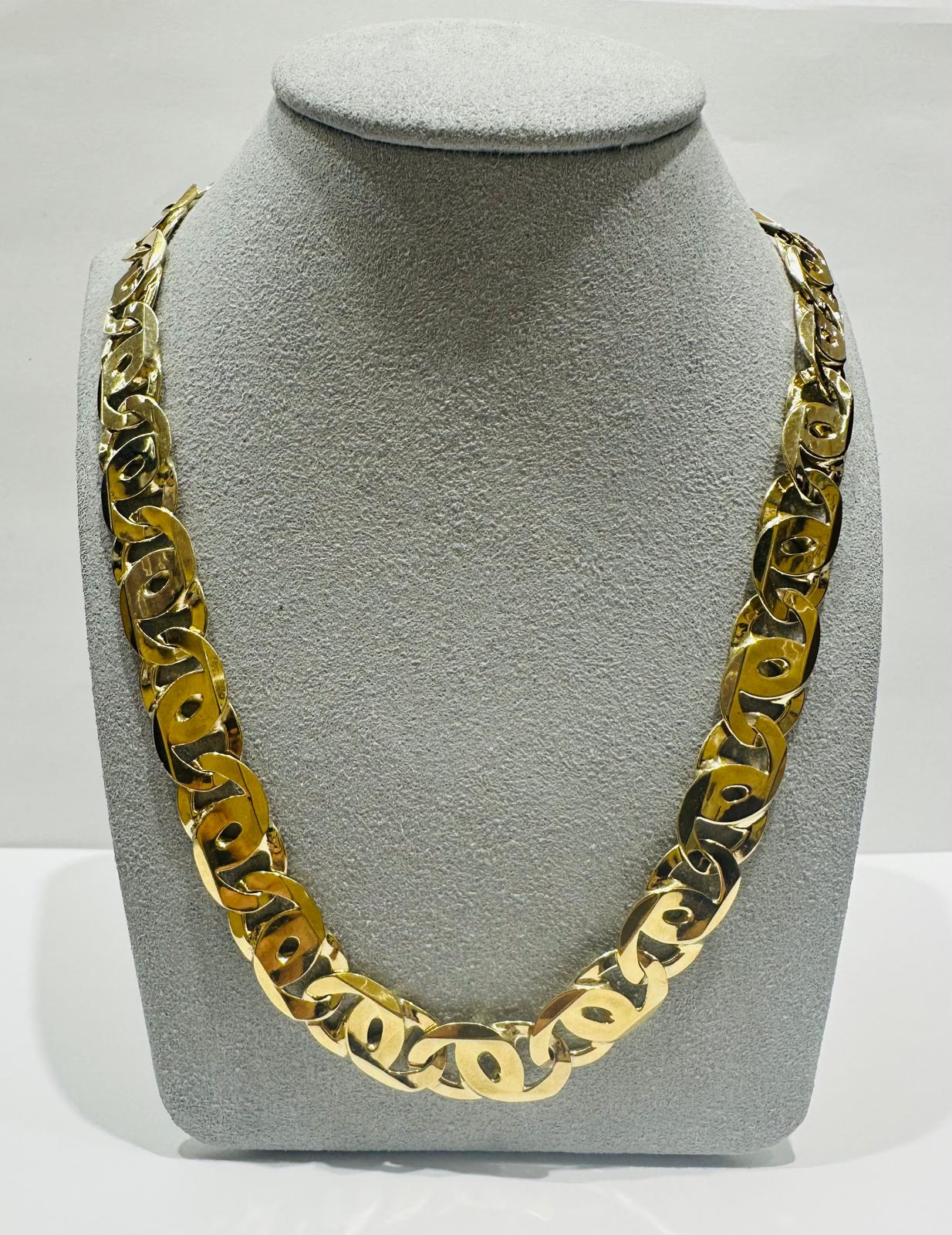 10K GOLD TIGER EYE LINK CHAIN 24" 9.15mm, 98gm