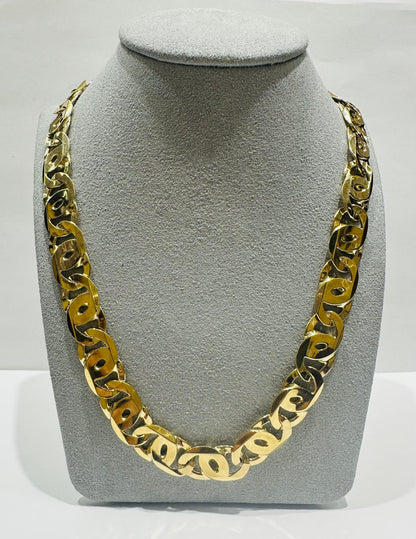 10K GOLD TIGER EYE LINK CHAIN 24" 9.15mm, 98gm