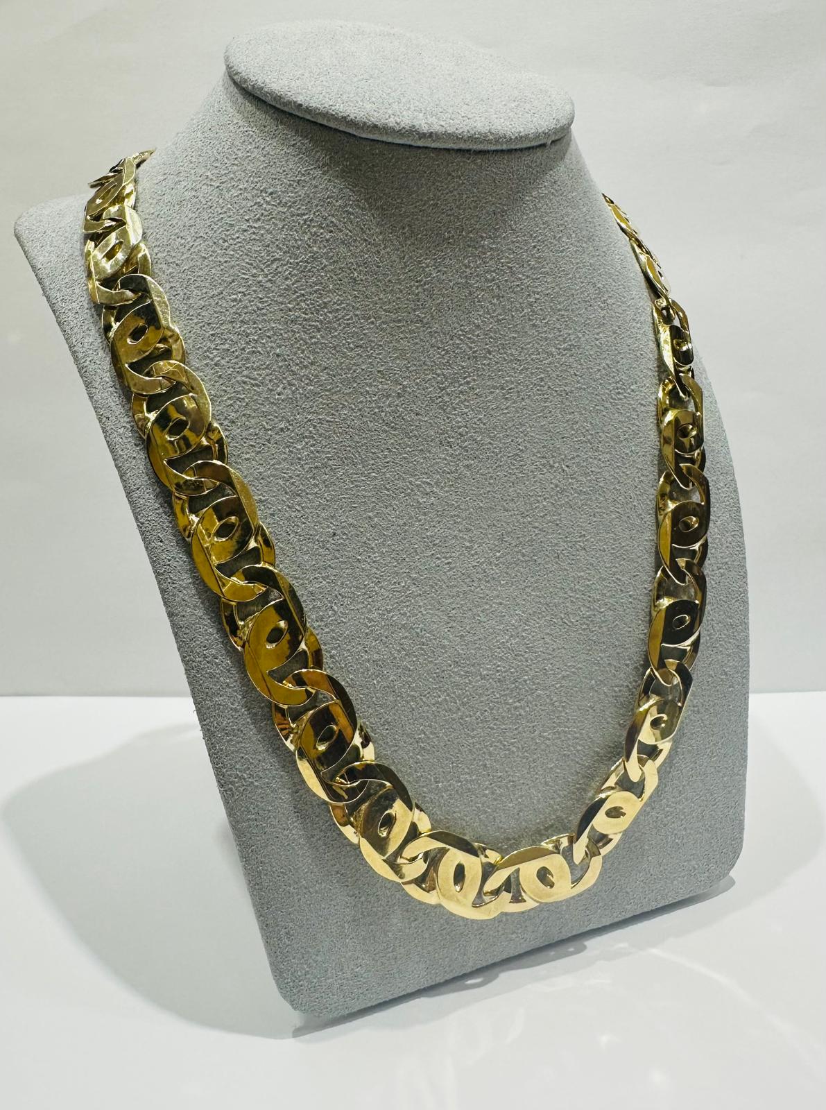 10K GOLD TIGER EYE LINK CHAIN 24" 9.15mm, 98gm
