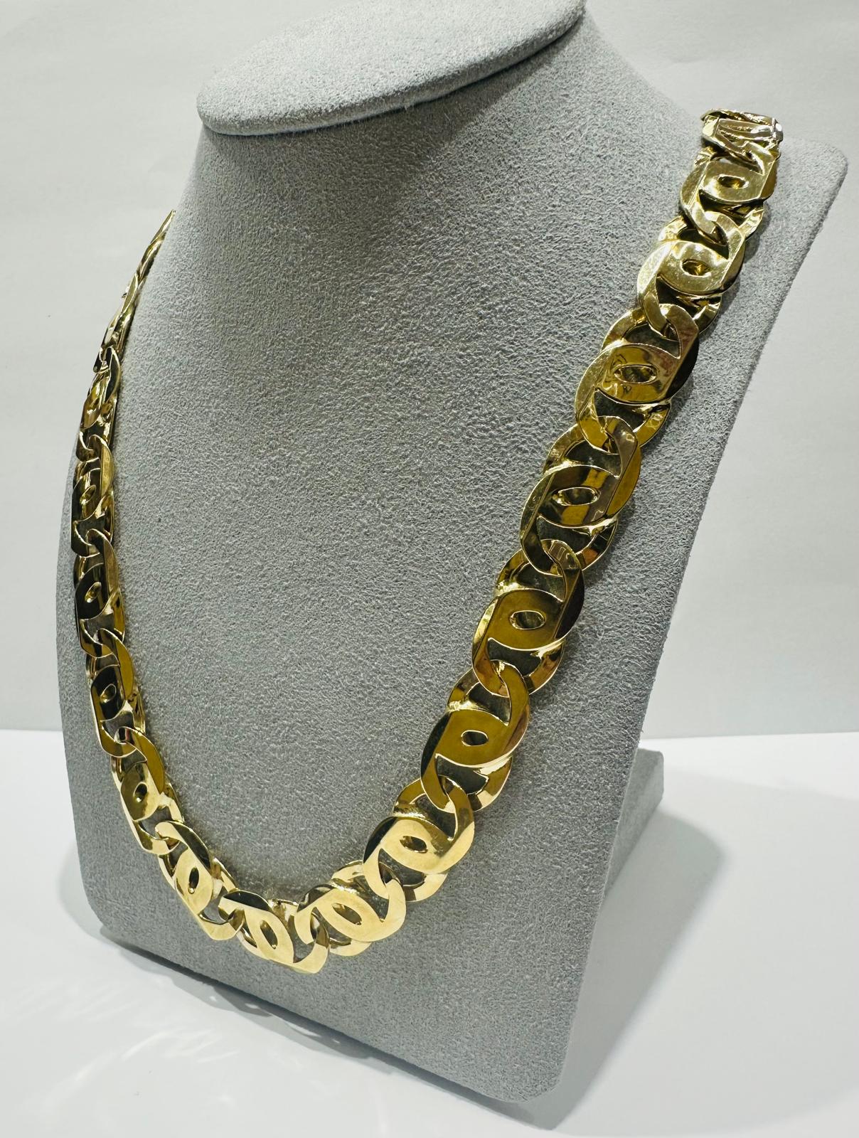 10K GOLD TIGER EYE LINK CHAIN 24" 9.15mm, 98gm