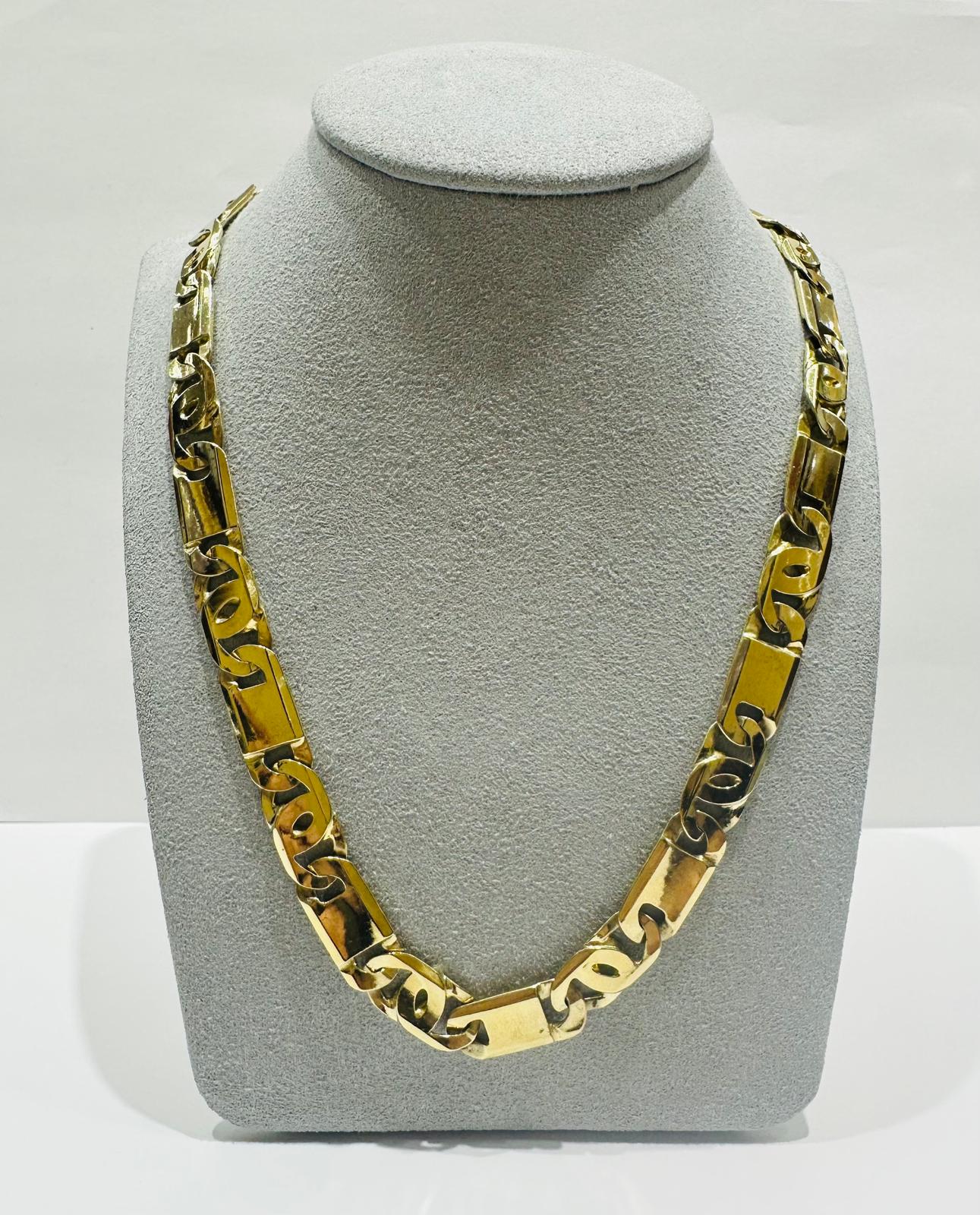 10K GOLD TIGER EYE LINK CHAIN 24" 9.15mm, 75.4gm