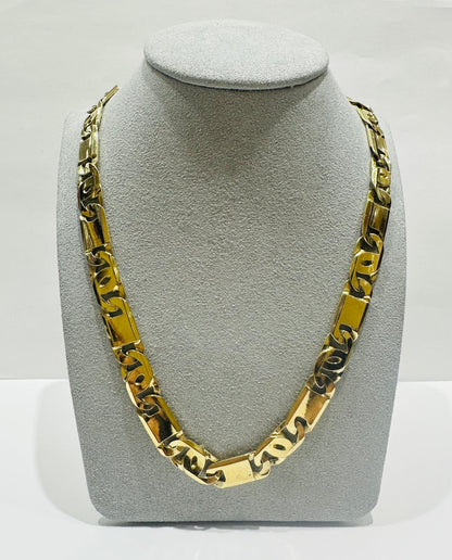 10K GOLD TIGER EYE LINK CHAIN 24" 9.15mm, 75.4gm