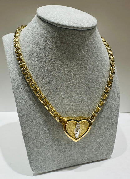 10K GOLD CHINO LINK CHAIN WITH SAINT JUDE HEART 18" 5.83mm, 29.5gm