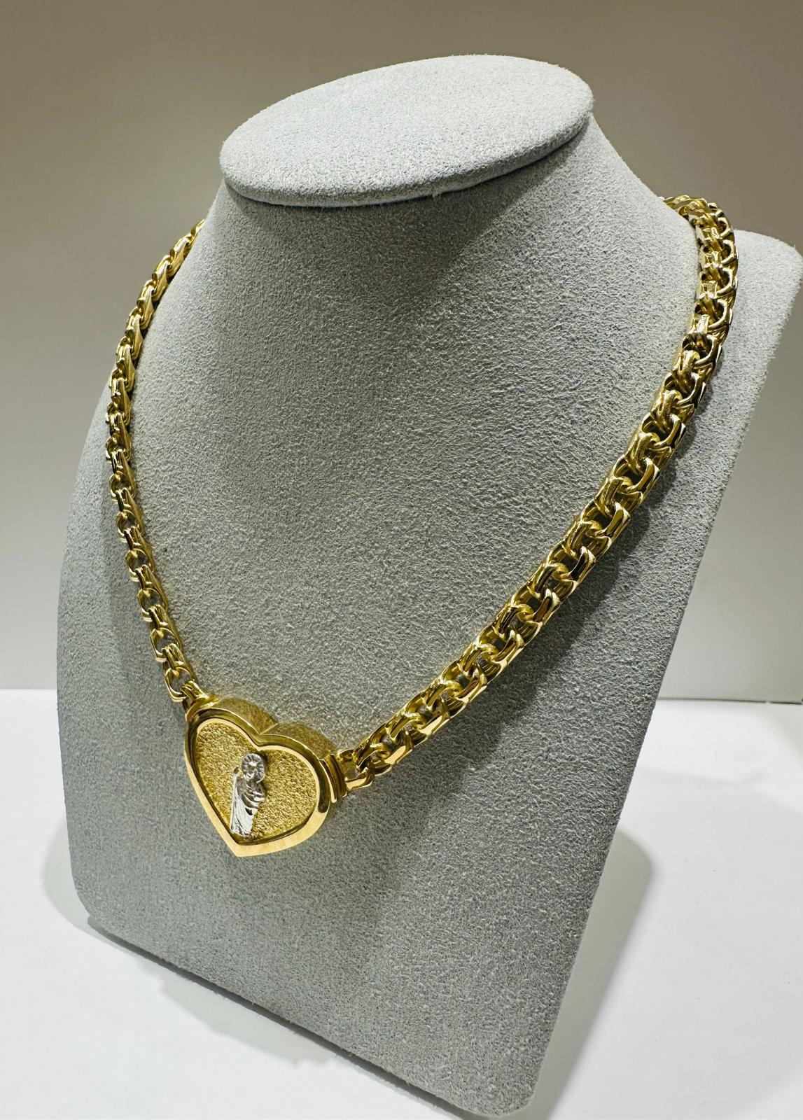 10K GOLD CHINO LINK CHAIN WITH SAINT JUDE HEART 18" 5.83mm, 29.5gm