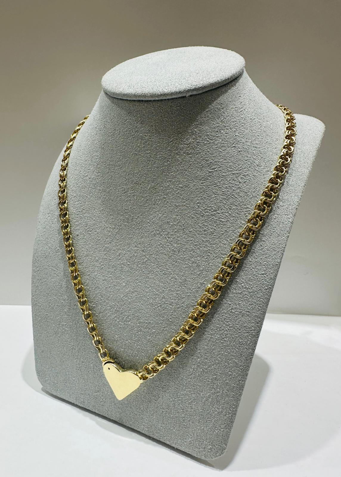 10K GOLD CHINO LINK CHAIN WITH HEART 20" 5.10mm, 19.3gm