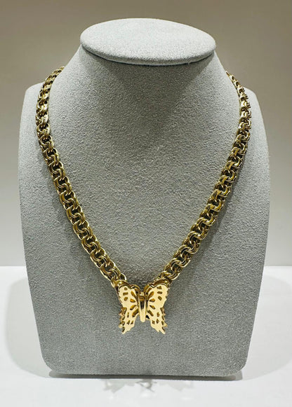 10K GOLD CHINO LINK CHAIN WITH BUTTERFLY 18.5" 6.50mm, 44.7gm