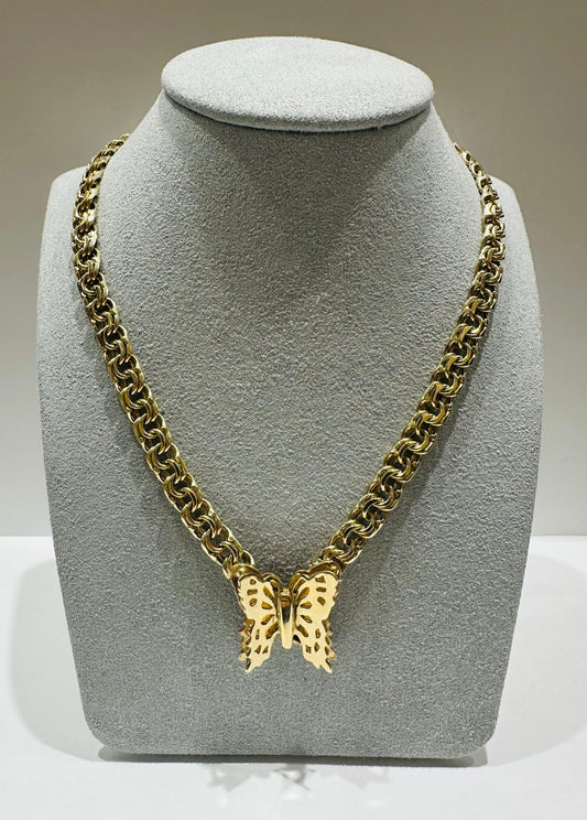 10K GOLD CHINO LINK CHAIN WITH BUTTERFLY 18.5" 6.50mm, 44.7gm
