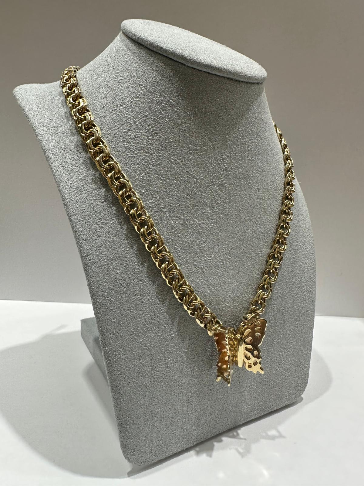 10K GOLD CHINO LINK CHAIN WITH BUTTERFLY 18.5" 6.50mm, 44.7gm