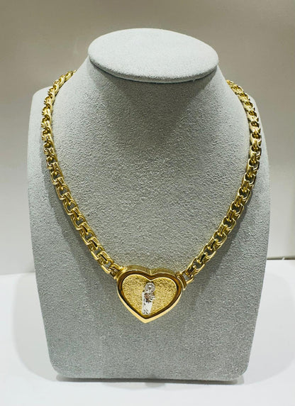10K GOLD CHINO LINK CHAIN WITH SAINT JUDE HEART 18" 5.83mm, 29.5gm