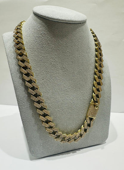 10K GOLD MIAMI CUBAN LINK CHAIN WITH CZ STONE 20" 11.20mm, 98.1gm