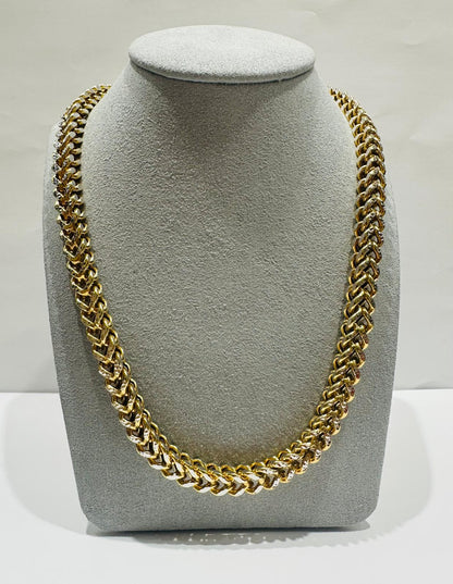 10K GOLD DIAMOND CUT FRANCO LINK CHAIN 24" 7.20mm, 57.6gm