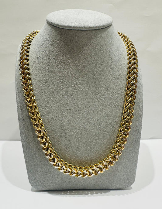 10K GOLD DIAMOND CUT FRANCO LINK CHAIN 24" 7.20mm, 57.6gm