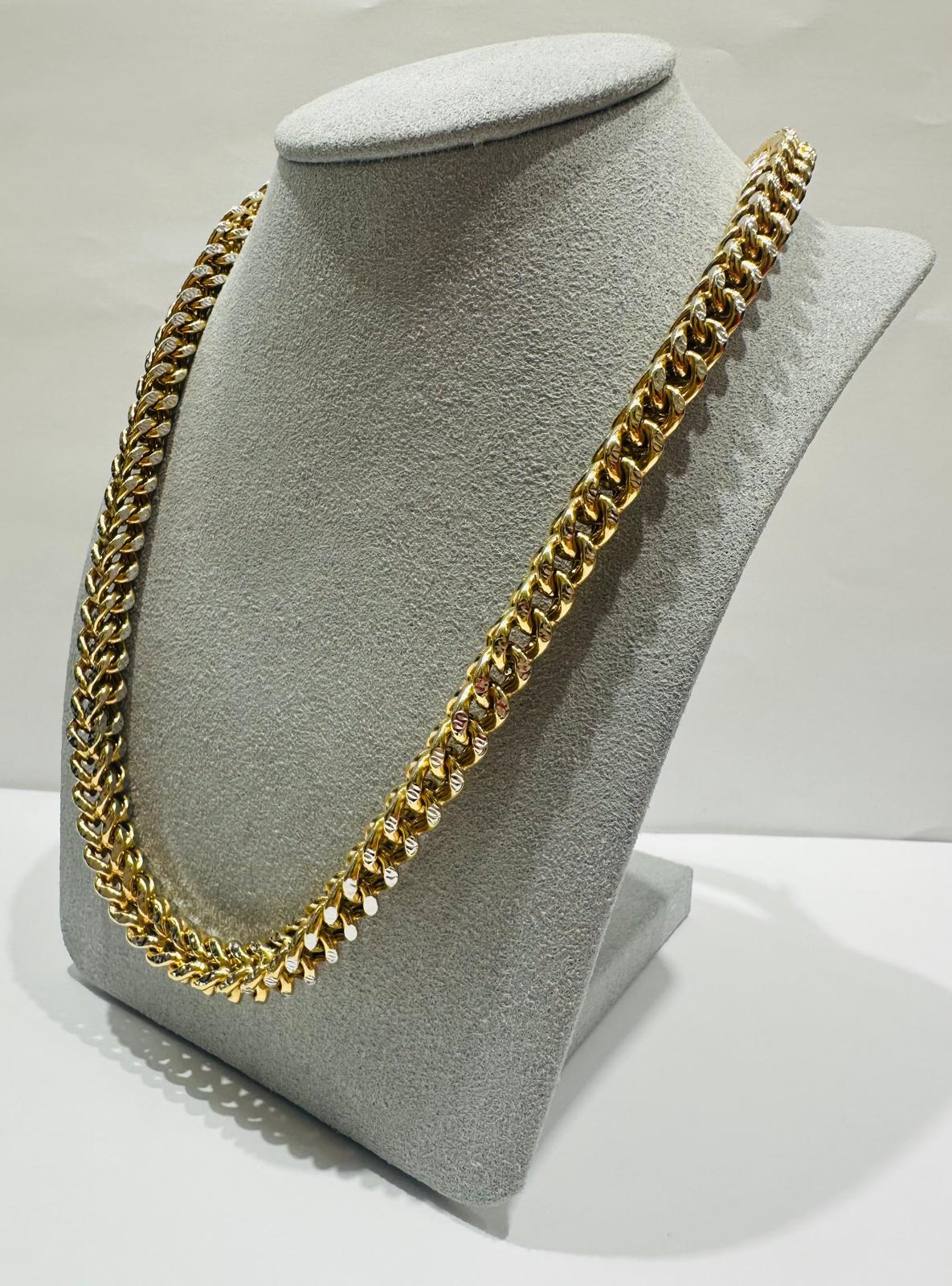 10K GOLD DIAMOND CUT FRANCO LINK CHAIN 24" 7.20mm, 57.6gm