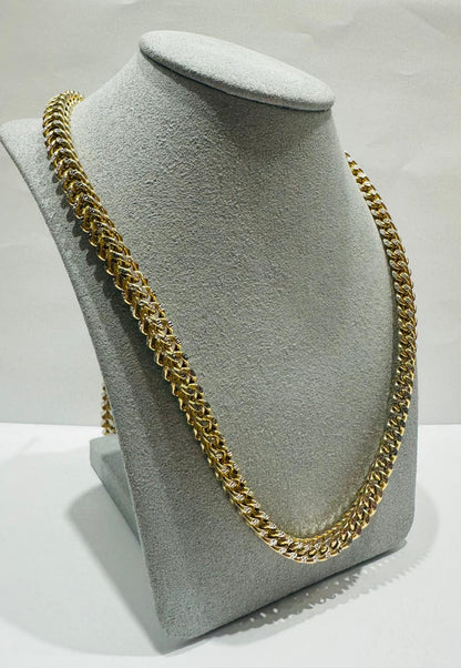 10K GOLD DIAMOND CUT FRANCO LINK CHAIN 28" 6.20mm, 48gm