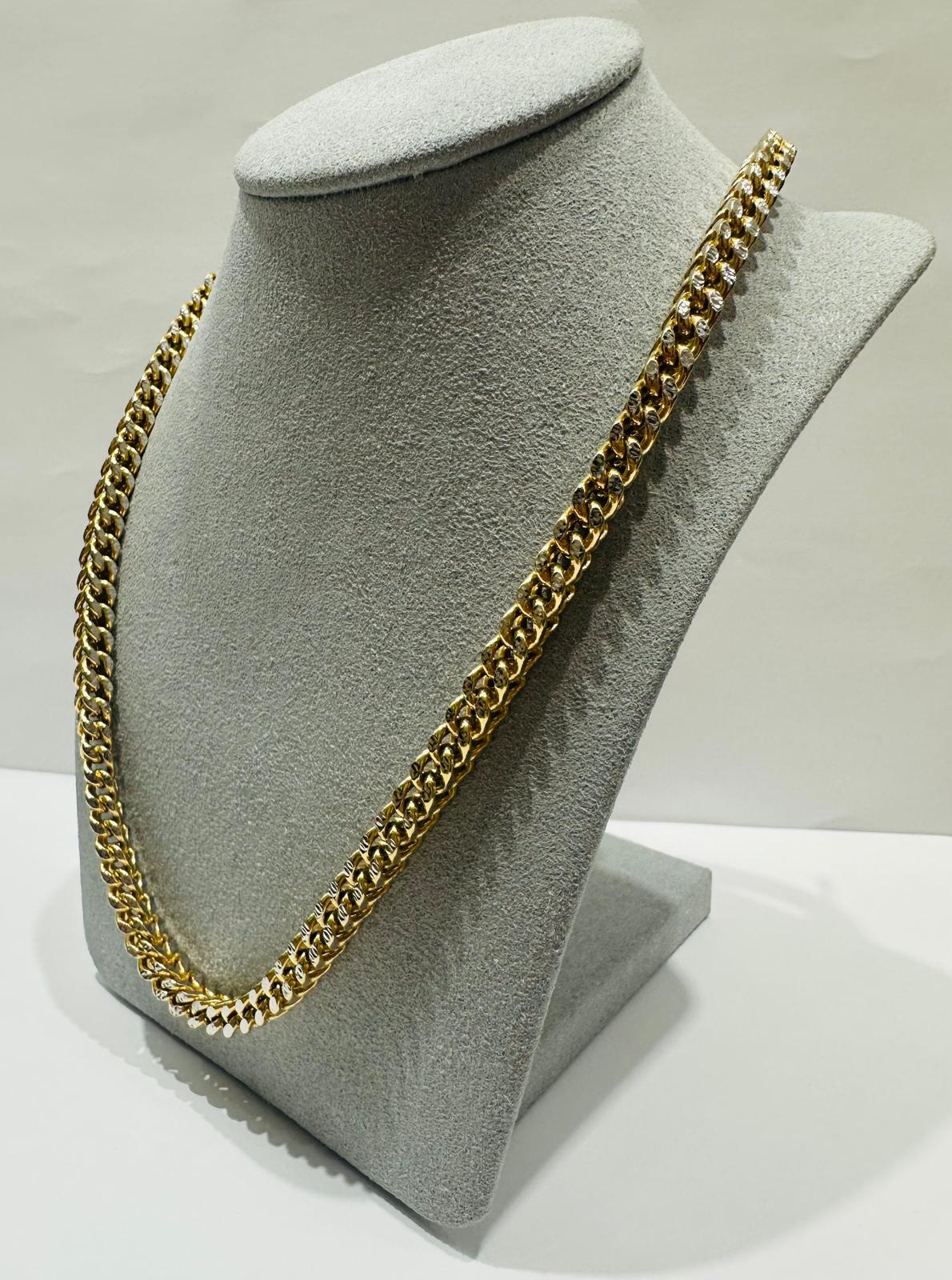 10K GOLD DIAMOND CUT FRANCO LINK CHAIN 28" 6.20mm, 48gm