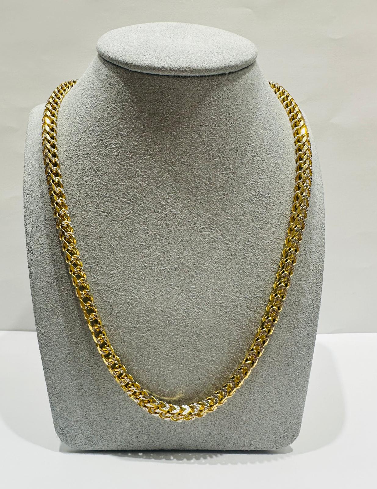 10K GOLD DIAMOND CUT FRANCO LINK CHAIN 24" 4.70mm, 60.9gm