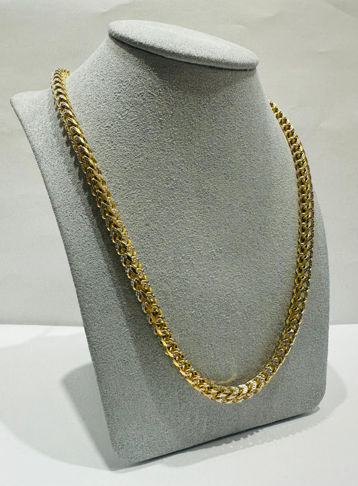 10K GOLD DIAMOND CUT FRANCO LINK CHAIN 24" 4.70mm, 60.9gm