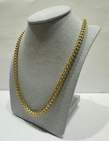 10K GOLD DIAMOND CUT FRANCO LINK CHAIN 24" 4.70mm, 60.9gm