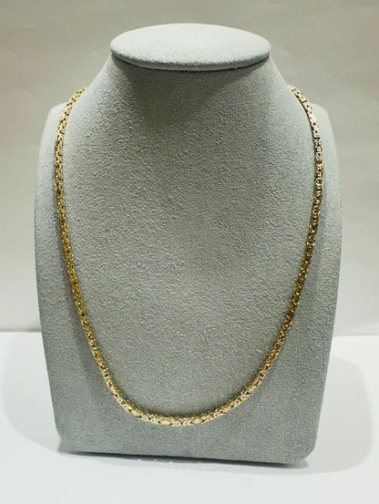 10K GOLD DIAMOND CUT BYZANTINE LINK CHAIN 20" 2.16mm, 14.7gm