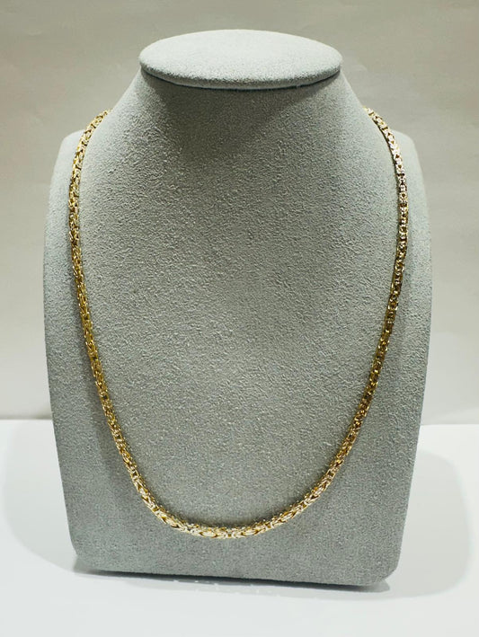 10K GOLD DIAMOND CUT BYZANTINE LINK CHAIN 20" 2.16mm, 14.7gm
