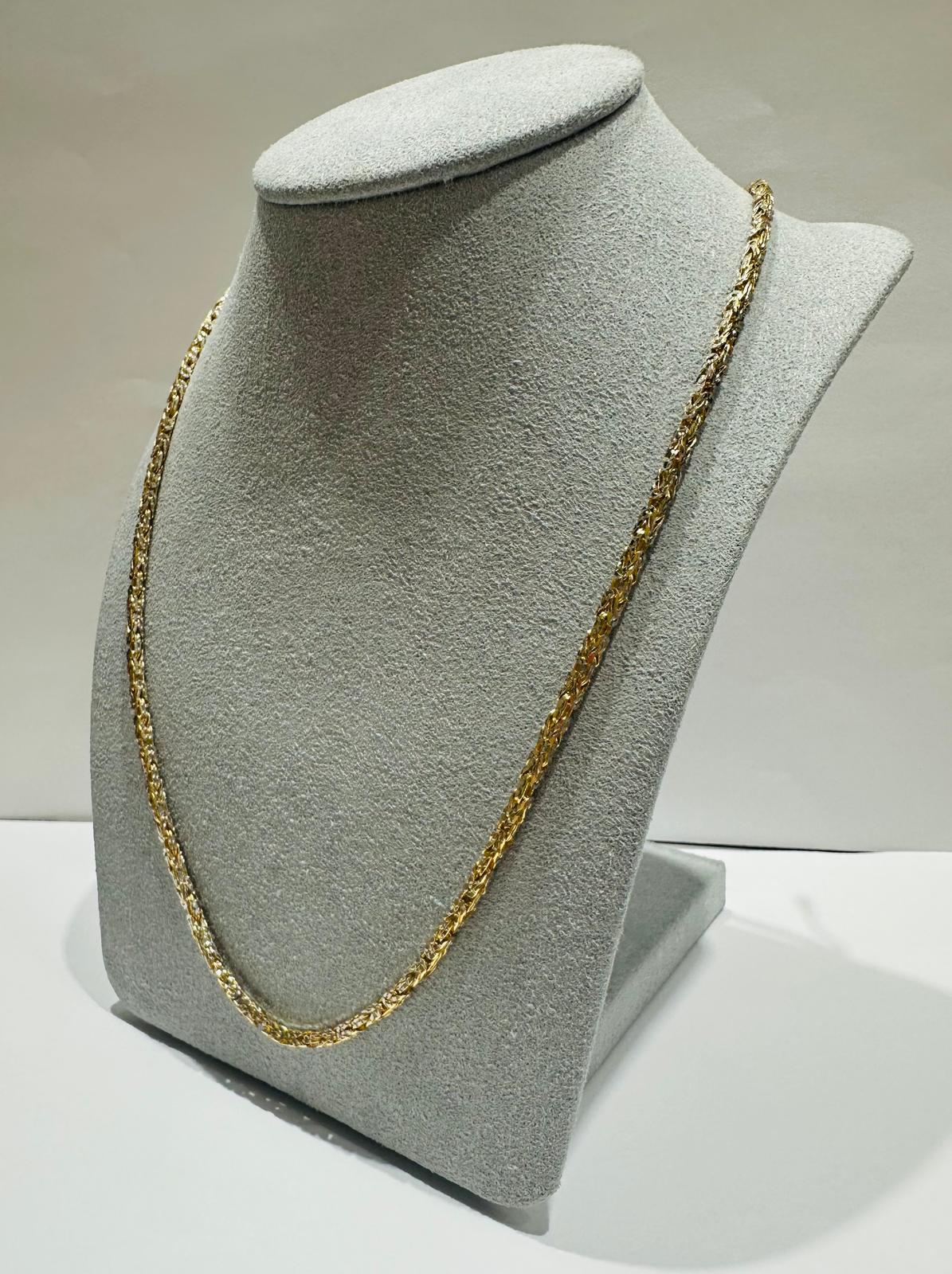 10K GOLD DIAMOND CUT BYZANTINE LINK CHAIN 24" 3.0mm, 33.2gm