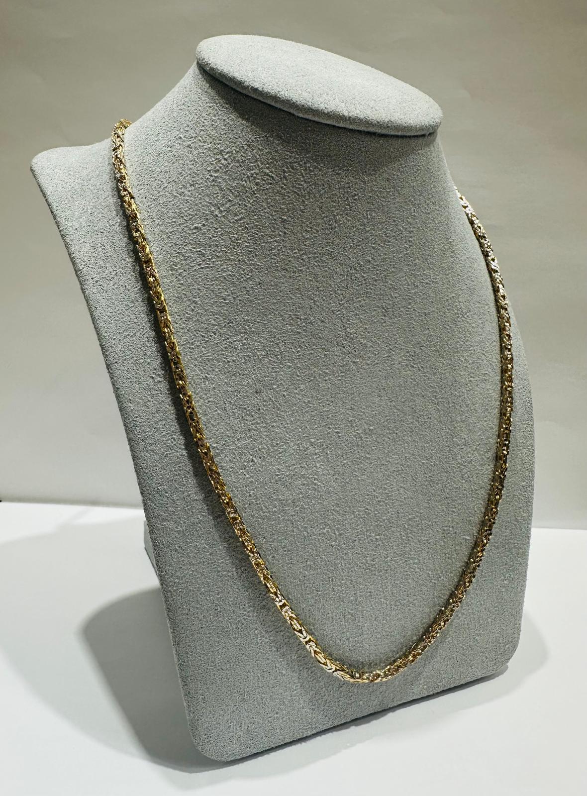 10K GOLD DIAMOND CUT BYZANTINE LINK CHAIN 24" 3.0mm, 33.2gm