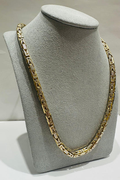 10K GOLD DIAMOND CUT BYZANTINE LINK CHAIN 28" 4.70mm, 98.2gm
