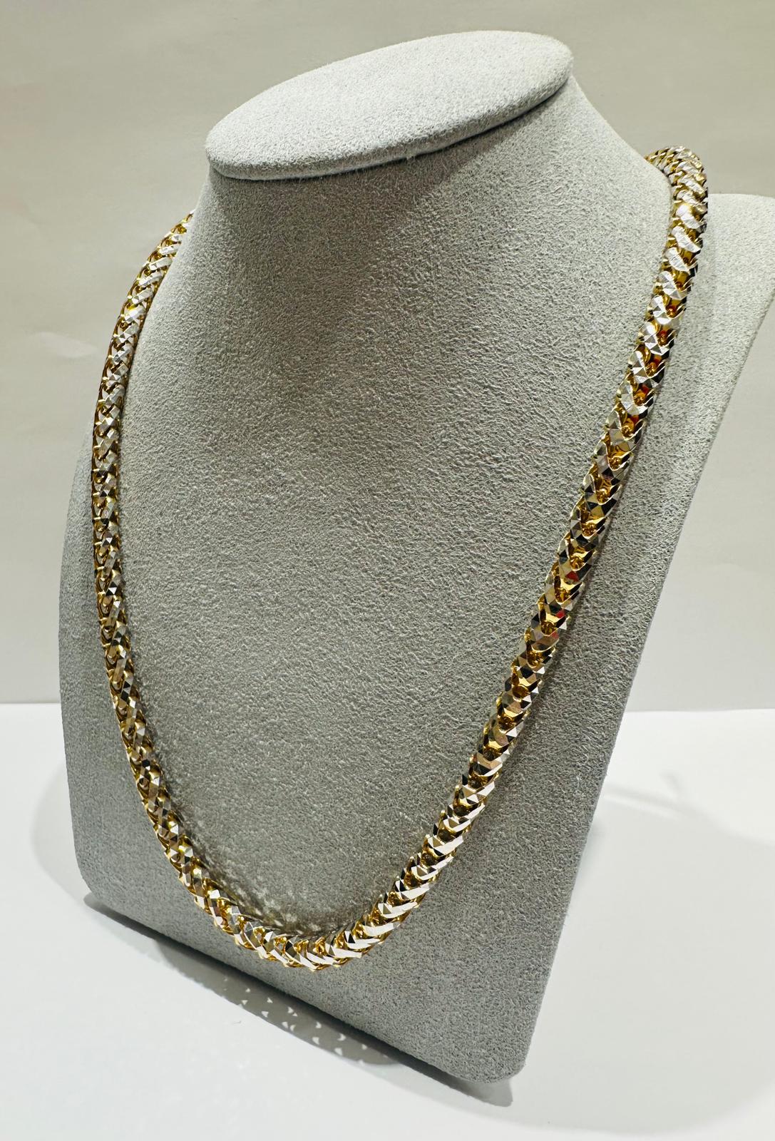10K GOLD DIAMOND CUT FRANCO LINK CHAIN 22" 4.90mm, 63.4gm