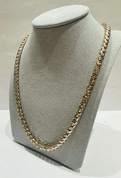 10K GOLD DIAMOND CUT FRANCO LINK CHAIN 22" 4.90mm, 63.4gm