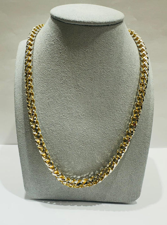 10K GOLD DIAMOND CUT FRANCO LINK CHAIN 28" 5.90mm, 114.4gm