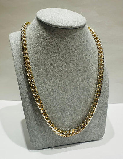 10K GOLD DIAMOND CUT FRANCO LINK CHAIN 28" 5.90mm, 114.4gm