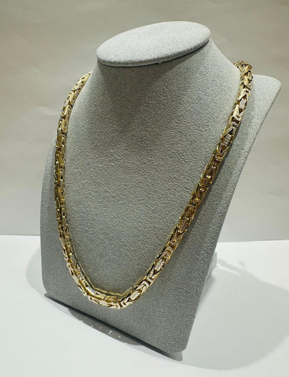 10K GOLD DIAMOND CUT BYZANTINE LINK CHAIN 28" 4.70mm, 98.2gm
