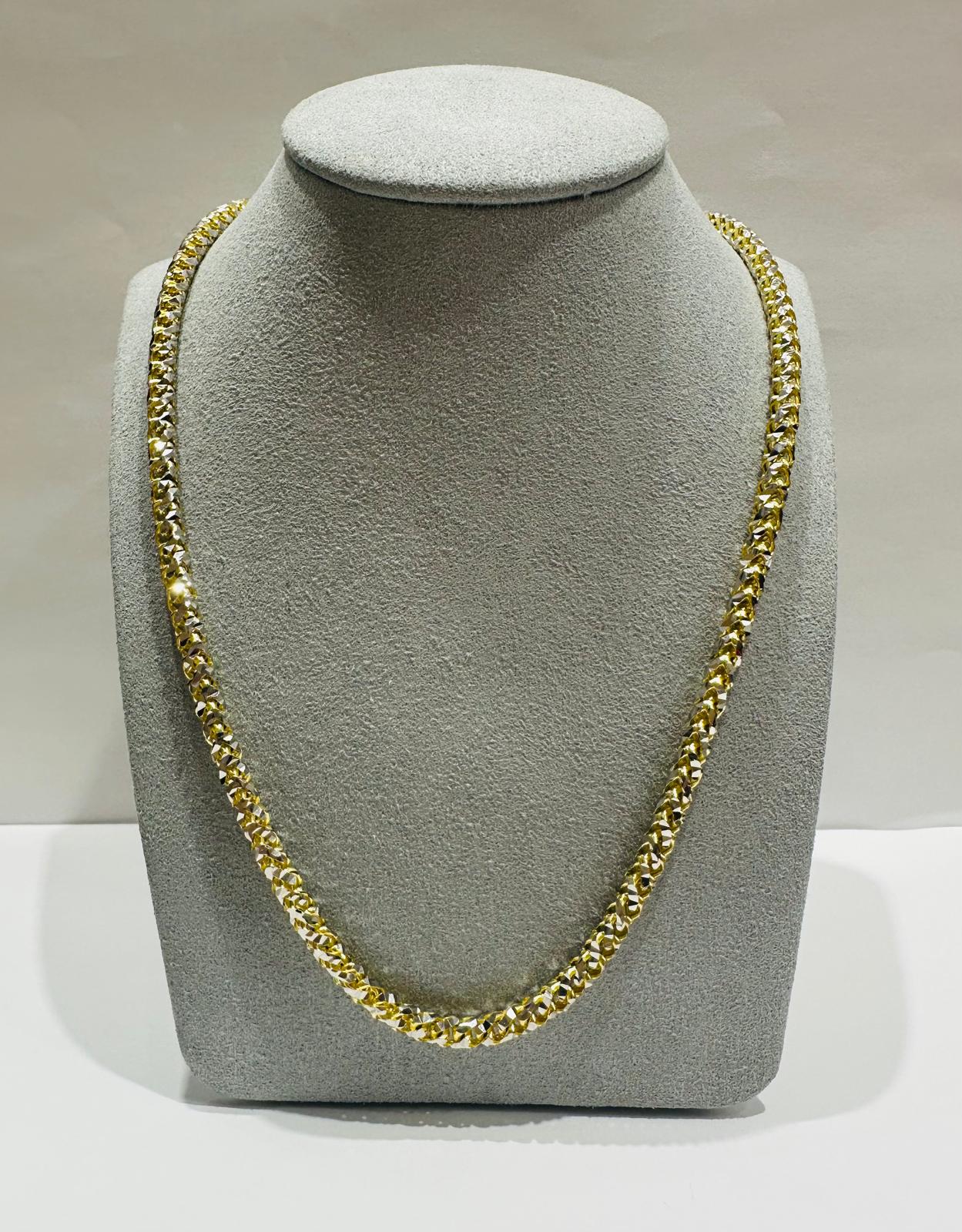 10K GOLD DIAMOND CUT FRANCO LINK CHAIN 18" 4.40mm, 42gm