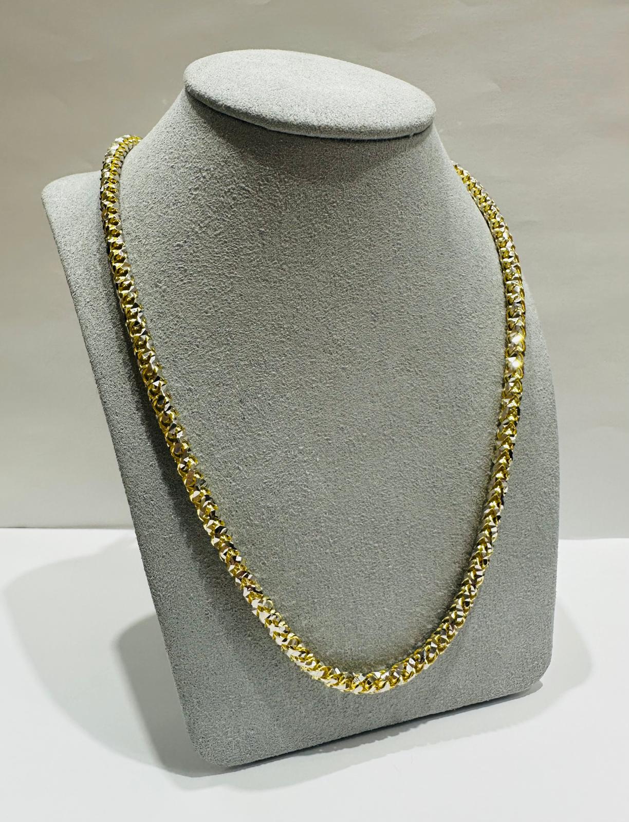 10K GOLD DIAMOND CUT FRANCO LINK CHAIN 18" 4.40mm, 42gm