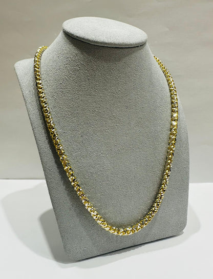 10K GOLD DIAMOND CUT FRANCO LINK CHAIN 18" 4.40mm, 42gm