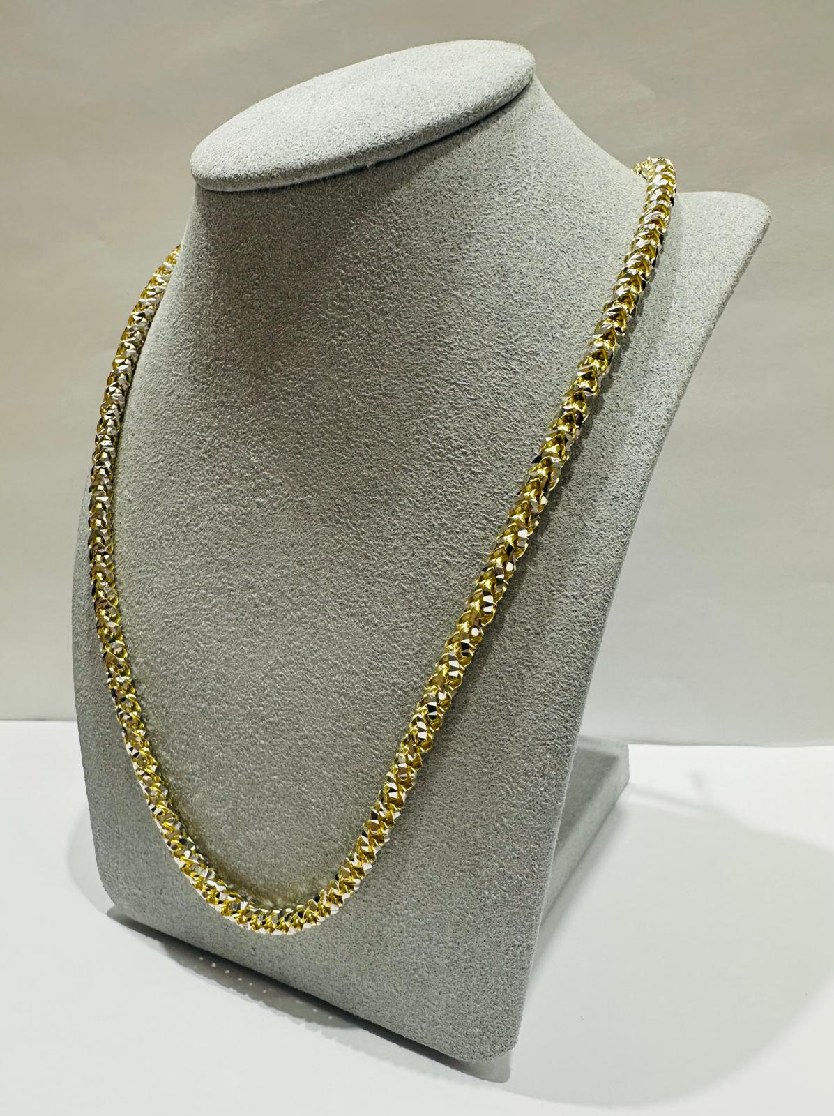 10K GOLD DIAMOND CUT FRANCO LINK CHAIN 18" 4.40mm, 42gm