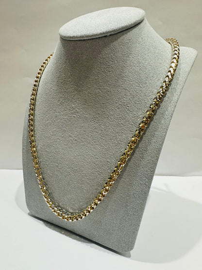 10K GOLD DIAMOND CUT FRANCO LINK CHAIN 20" 4.25mm, 43.7gm