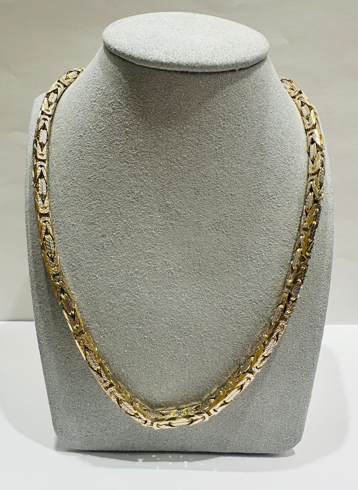10K GOLD DIAMOND CUT BYZANTINE LINK CHAIN 28" 4.70mm, 98.2gm