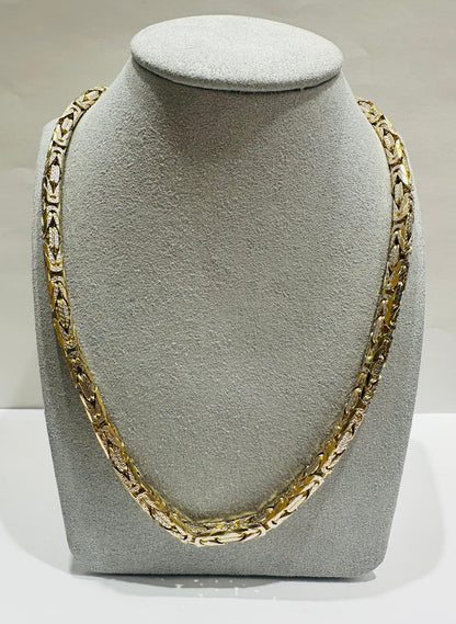 10K GOLD DIAMOND CUT BYZANTINE LINK CHAIN 28" 4.70mm, 98.2gm