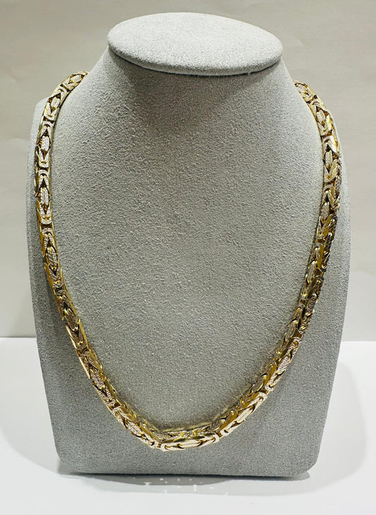 10K GOLD DIAMOND CUT BYZANTINE LINK CHAIN 28" 4.70mm, 98.2gm