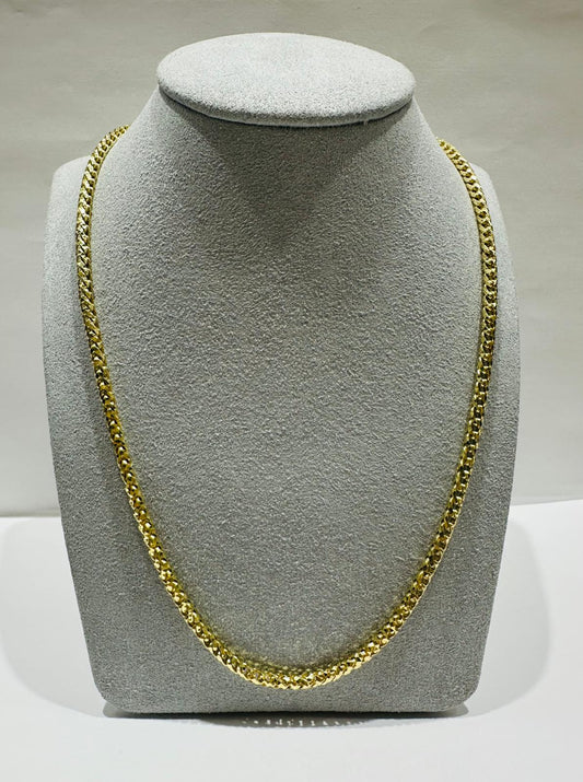 10K GOLD FRANCO DIAMOND CUT LINK CHAIN 22" 3.09mm, 26.7gm