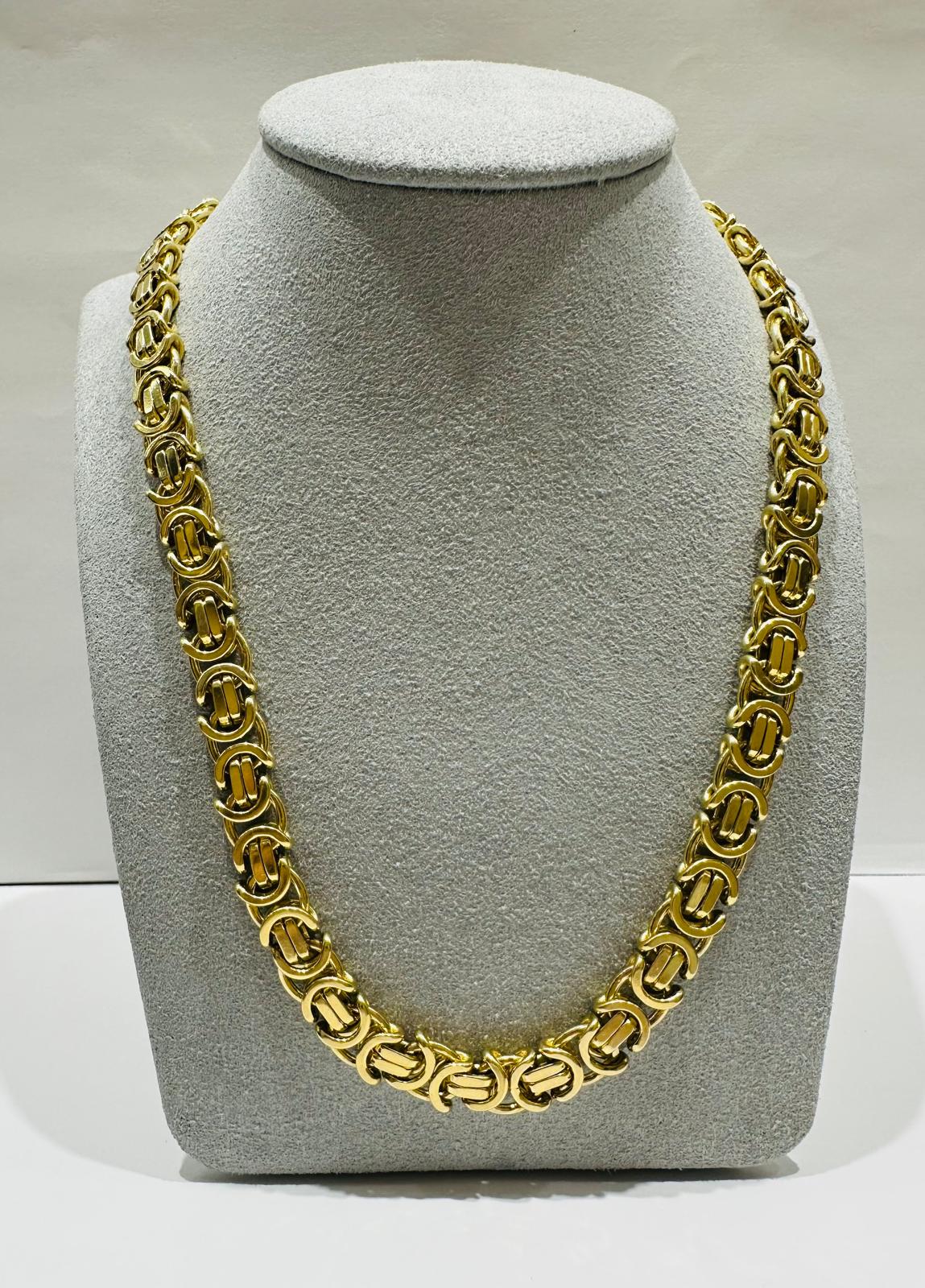 10K GOLD FLAT BYZANTINE LINK CHAIN 26" 8.45mm, 107.1gm