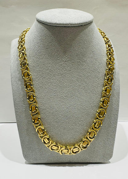 10K GOLD FLAT BYZANTINE LINK CHAIN 26" 8.45mm, 107.1gm