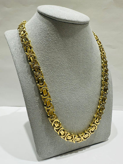 10K GOLD FLAT BYZANTINE LINK CHAIN 26" 8.45mm, 107.1gm