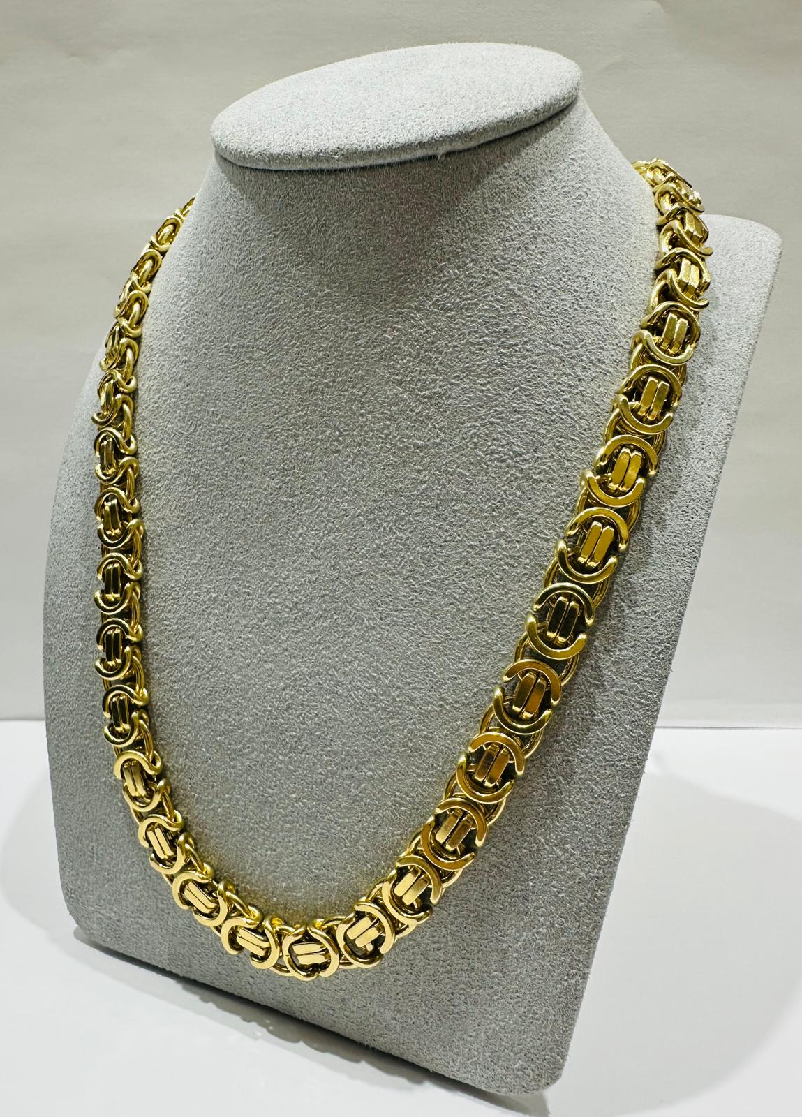 10K GOLD FLAT BYZANTINE LINK CHAIN 26" 8.45mm, 107.1gm