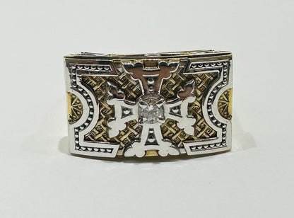 10K GOLD CROSS RING, SIZE: 11,  WEIGHT: 9.4gm