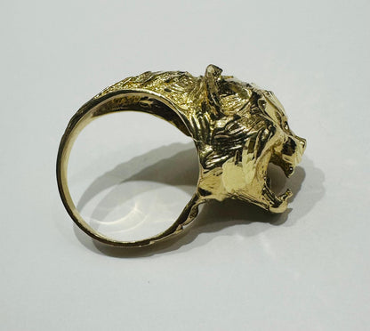 10K GOLD PANTHER RING, SIZE: 8,  WEIGHT: 10.2gm