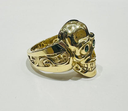 10K GOLD SKULL RING, SIZE: ,10  WEIGHT: 6.6gm
