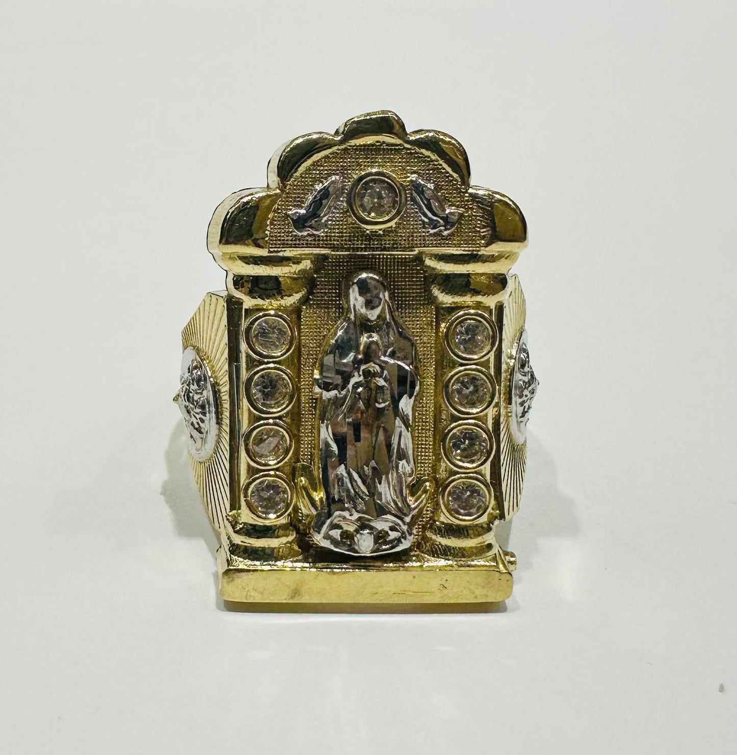 10K GOLD TWO TONED JESUS RING, SIZE:10,  WEIGHT: 7.3gm