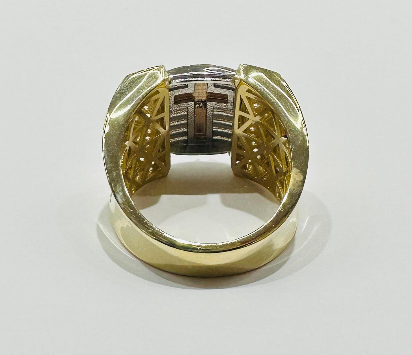 10K GOLD TRI COLOR CROSS RING, SIZE: 9.75,  WEIGHT: 8.3gm